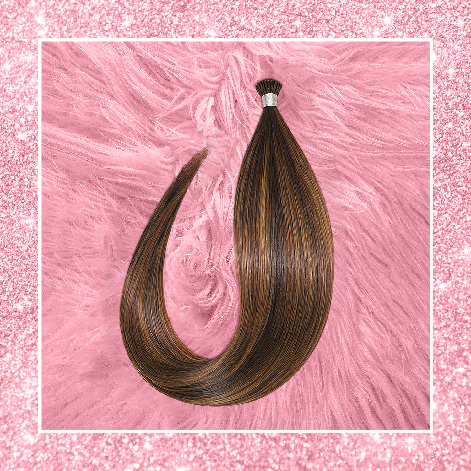 du itip site Highlighted brunette I-tip hair extensions